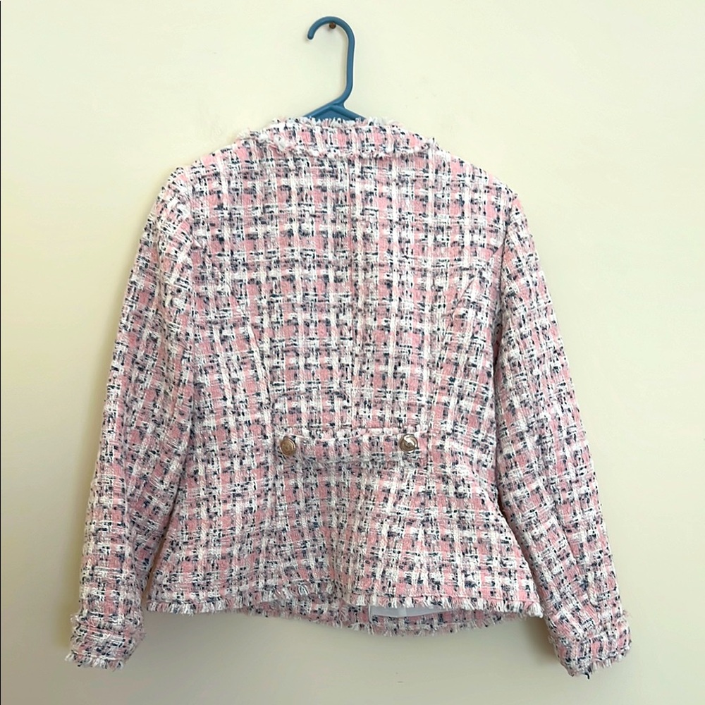 $200 WHBM  Shimmery Womens Pink Tweed Jacket size 14 NEW - Picture 5 of 15